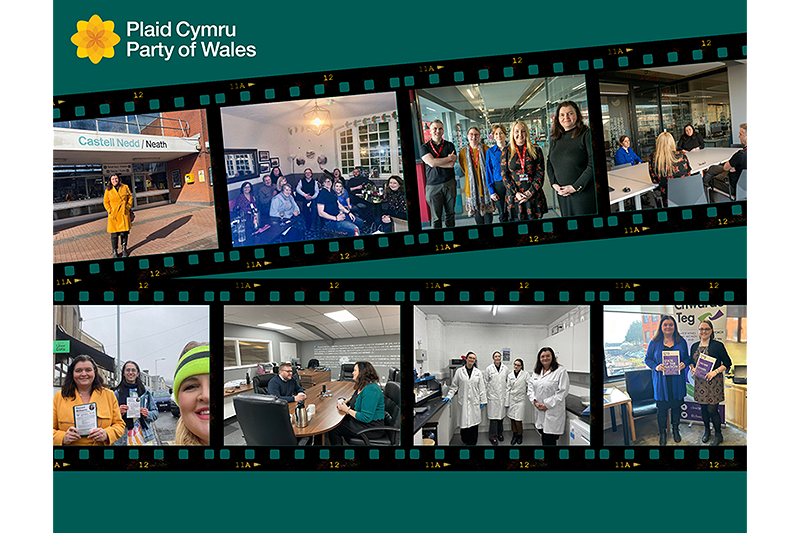 collage o ddelweddau o Sioned mewn digwyddiadau'r wythnos hon