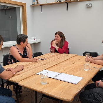 Sioned and trustees meeting