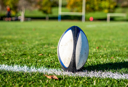 rugby ball on a field