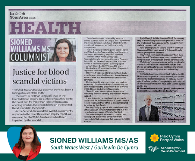 Toriadau newyddion o erthygl a gyhoeddwyd yn y Western Mail ddydd Llun 17 Mehefin 2024, ar gefndir gwyrdd
