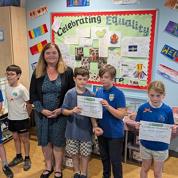 Sioned and some school children