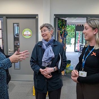 Sioned speaking with teachers